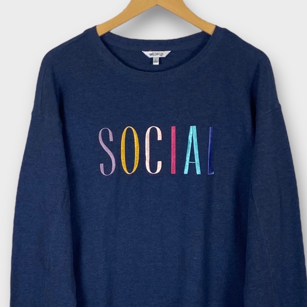 Wildfox Social Embroidered Sweatshirt Large
